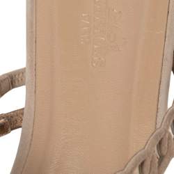 Pre Owned Hermes Beige/Gold Suede D'ancre Chaine Flat Sandals Size 39