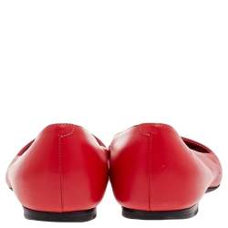 Pre Owned Hermes Red Leather Ballet Flats Size 36.5