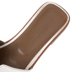 Pre Owned Hermes White Leather Oran Slide Sandals Size 38.5