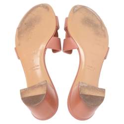 Pre Owned Hermes Rose Aube Epsom Leather Oasis Slide Sandals Size 37