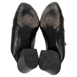 Hermes Black Leather Tuileries Block Heel Mules Size 38.5