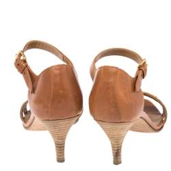 Hermes Tan Leather Premiere Ankle Strap Sandals Size 36.5 