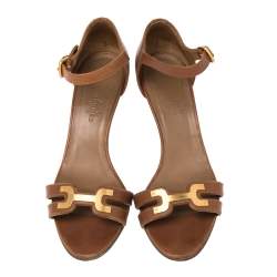 Hermes Tan Leather Premiere Ankle Strap Sandals Size 36.5 
