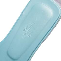 Pre Owned Hermes Blue Leather Oran Flats Sandals Size 37 