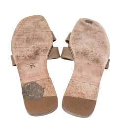 Hermes Brown Leather Oran Flat Sandals Size 37