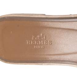 Hermes Brown Leather Oran Flat Sandals Size 37