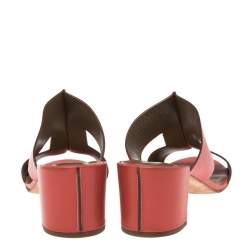 Hermes Red Leather Ostia Slide Sandals Size 40