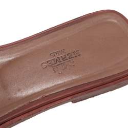 Pre Owned Hermes Brown Leather Oran Flats Size 37.5