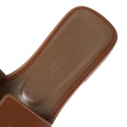 Pre Owned Hermes Brown Leather Oran Flats Sandals Size 34