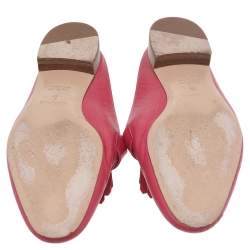 Pre Owned Hermes Pink Leather Tuileries Block Heel Mules Size 39