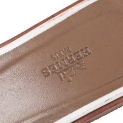 Pre Owned Hermes White Leather Oran Flat Sandals 37