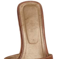 Pre Owned Hermes Brown Leather Oran Flats Sandals Size 41