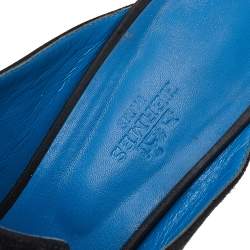 Pre Owned Hermes Black Suede Trocadero Slip On Mules Size 39