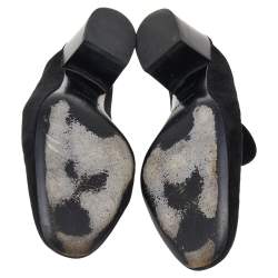 Pre Owned Hermes Black Suede Trocadero Slip On Mules Size 39