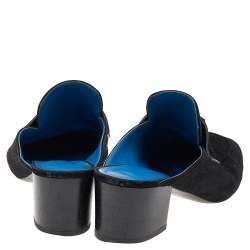 Pre Owned Hermes Black Suede Trocadero Slip On Mules Size 39