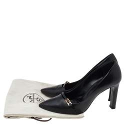 Hermes Black Leather Pointed Toe Pumps Size 38