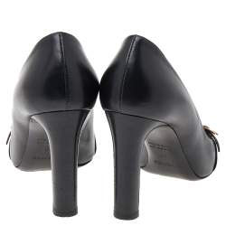 Hermes Black Leather Pointed Toe Pumps Size 38