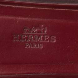 Pre Owned Hermes Burgundy Patent Leather Oran Sandals Size 38.5