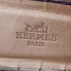 Pre Owned Hermes Purple Croc Patent Leather Embossed Oran Flat Sandals 39