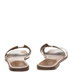 Pre Owned Hermes White Leather Oran Flats Sandals Size 37.5