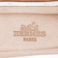 Pre Owned Hermes White Leather Oran Flats Sandals Size 37.5