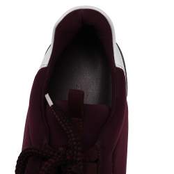Pre Owned Hermès Burgundy Nylon And Leather Miles Low Top Sneakers Size 38
