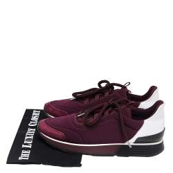 Pre Owned Hermès Burgundy Nylon And Leather Miles Low Top Sneakers Size 38