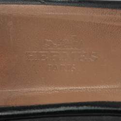 Pre Owned Hermes Black Leather Oran Sandals Size 37.5