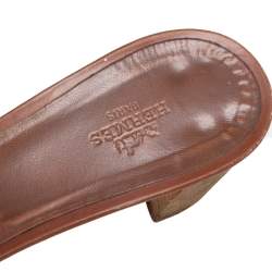 Hermes Brown Leather Oasis Sandals Size 38