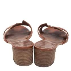 Hermes Brown Leather Oasis Sandals Size 38