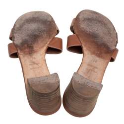 Hermes Brown Leather Oasis Sandals Size 38