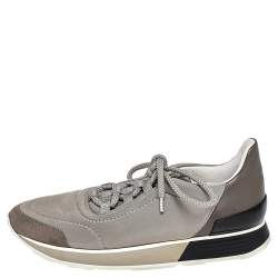 Hermes Multicolor Neoprene and Leather Miles Lace Up Sneakers Size 38