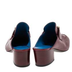 Pre Owned Hermes Ruby Leather Trocadero Mule Sandals Size 37