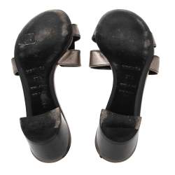 Pre Owned Hermes Metallic Bronze Leather Oasis Sandals Size 37.5