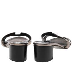 Pre Owned Hermes Metallic Bronze Leather Oasis Sandals Size 37.5