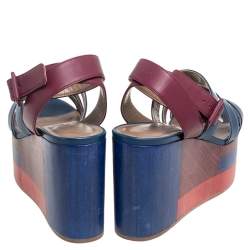 Hermes Multicolor Leather Strappy Wedge Platform Sandals Size 37.5 