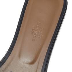 Pre Owned Hermes Black Leather Oran Sandals Size 40.5