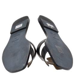 Pre Owned Hermes Black Leather Oran Sandals Size 40.5