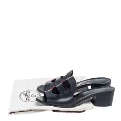 Pre Owned Hermes Black Leather Mona  Side Size 37.5