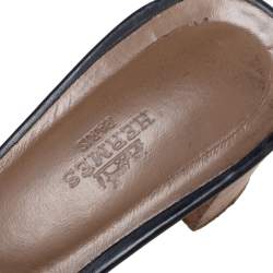 Pre Owned Hermes Black Leather Oasis Sandals Size 39.5