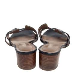 Pre Owned Hermes Black Leather Oasis Sandals Size 39.5