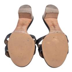 Pre Owned Hermes Black Leather Oasis Sandals Size 39.5