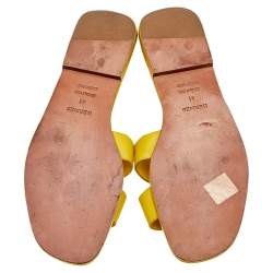 Pre Owned Hermes Yellow Leather Oran Sandals Size 41