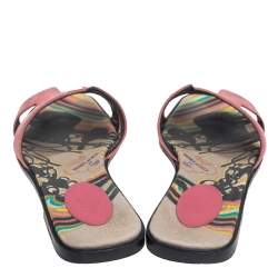 Pre Owned Hermes Pink Suede Oran Flat Slides Size 40