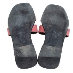 Pre Owned Hermes Pink Suede Oran Flat Slides Size 40