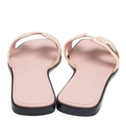 Pre Owned Hermes Beige Suede Embellished Oran Sandals Size 41