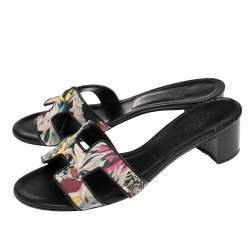 Pre Owned Hermes Multicolor Canvas Oasis Slide Sandals Size 38