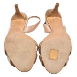 Pre Owned Hermes Gold Leather Night Slingback Sandals Size 40