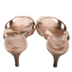 Pre Owned Hermes Gold Leather Night Slingback Sandals Size 40