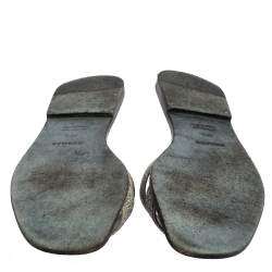 Hermes Grey/Silver Glitter Oran Slide Flats Size 38.5